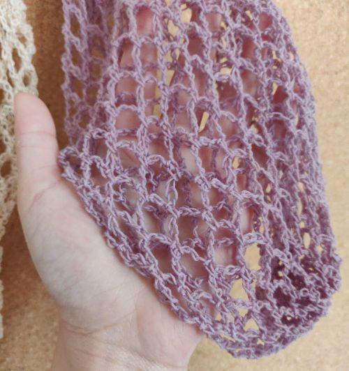 A lavender colored market bag